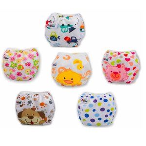 6-Pack Reusable Adjustable Baby Cloth Diaper Training Pants